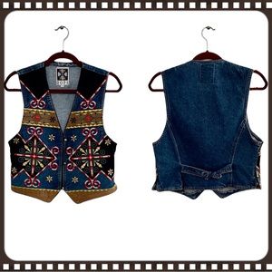 ❤️HOST PICK❤️Hairston Roberson ROPA Vintage Embroidered Denim Vest-Small
